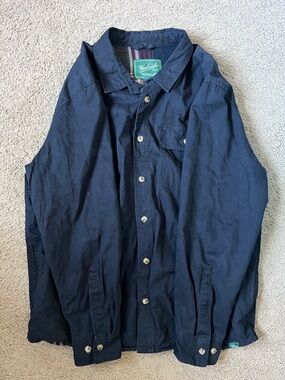 Woolrich Navy Button-Up Lightweight Shirt Jacket